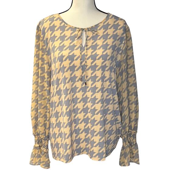 Calvin Klein Women's Houndstooth Blouse Size L - Picture 1 of 6